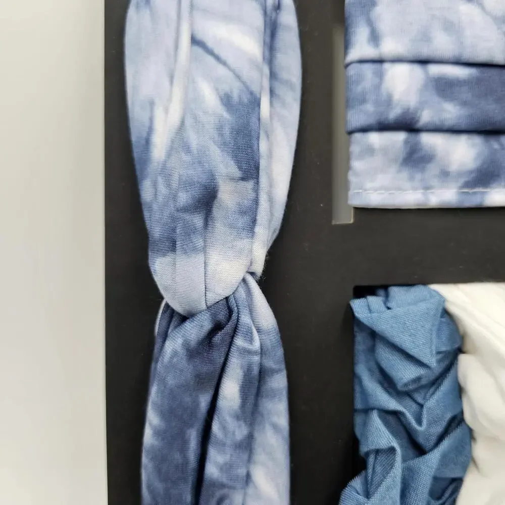 Noir 5 Piece Tye-Die Headband Scrunchies‎ And Mask
